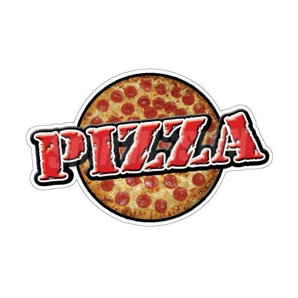 Safety Sign, 1.5 in Height, Vinyl, 48 in Length, Pizza